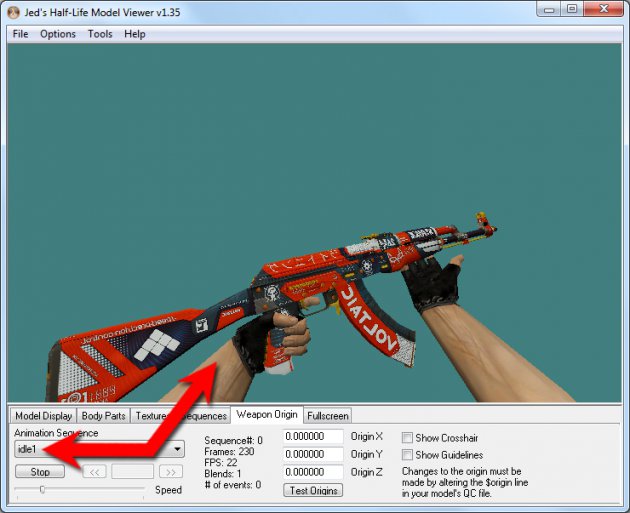 Анимация оружия в Half-Life Model Viewer
