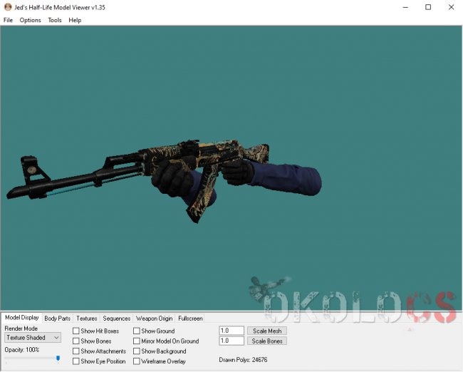 Открываем модель АК-47 в Half-Life Model Viewer
